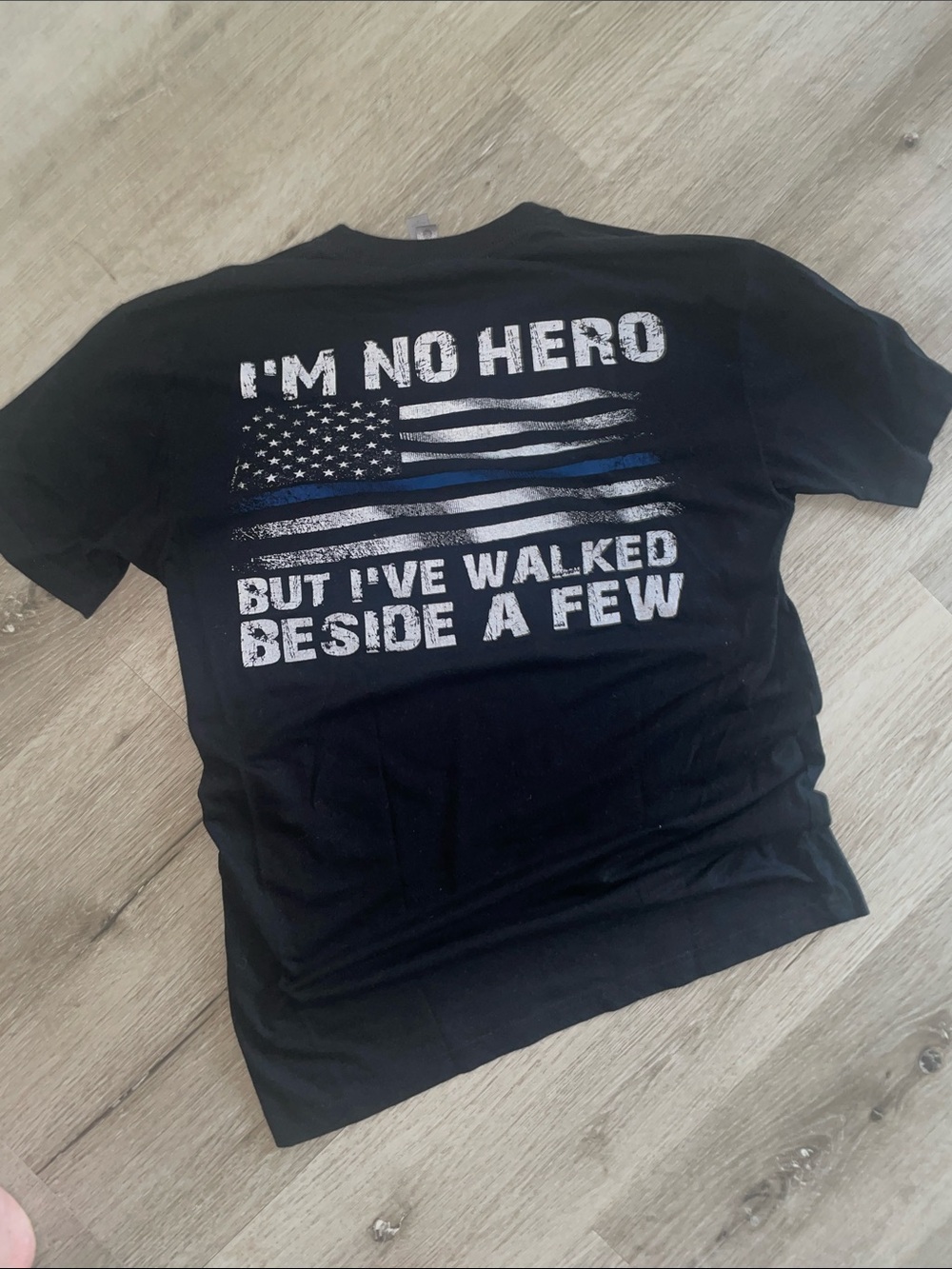 Next Level Apparel “I’m No Hero” Thin Blue Line Graphic Tee | Unisex Small